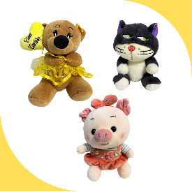 PELUCHE OSO, GATO, CHANCHA, OSA C/ VESTIDO